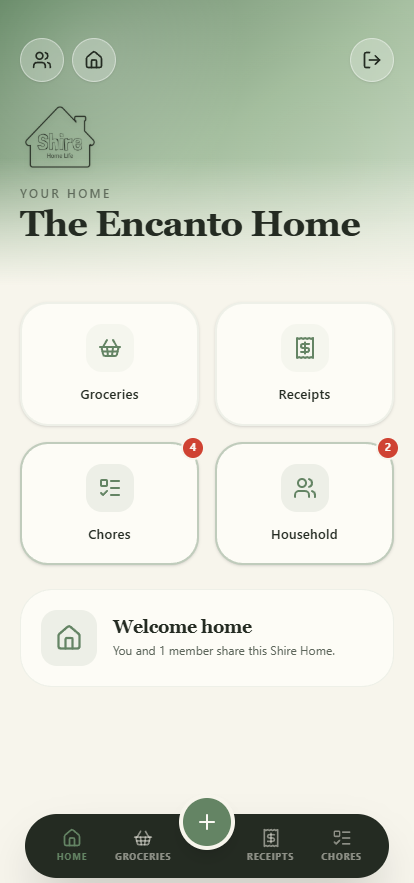 Shire Home Life home screen